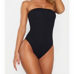 Pretty Little Things Black Crinkle Strapless Swimsuit